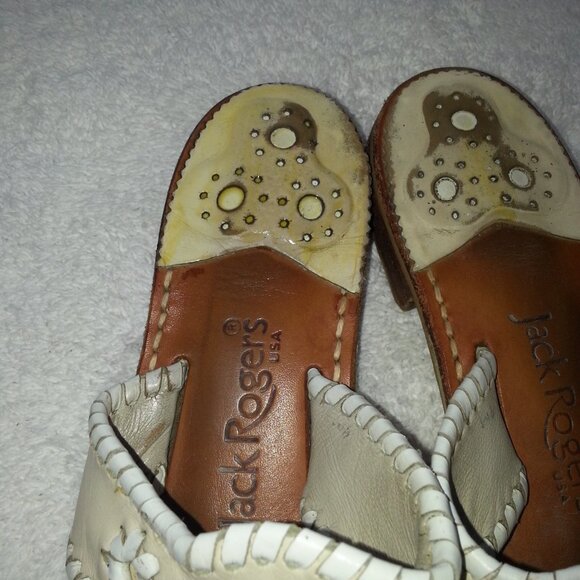 Size 8 Jack Rogers Leather Sandals Worn White - Picture 6 of 11